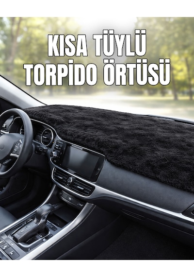 Kısa Tüylü Torpido Koruma Örtüsü, Güneşten Korur, Çatlak Önleyici Örtü Siyah