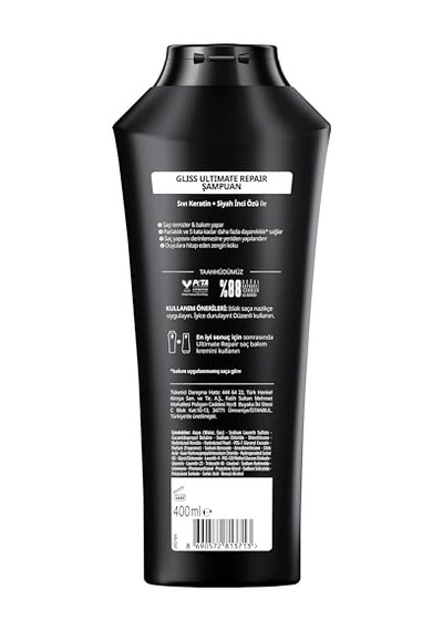 Gliss Ultimate Repair Keratin İçeren Derinlemesine Güçlendirici Şampuan 400 Ml Yıpranmış Kuru Saçlar