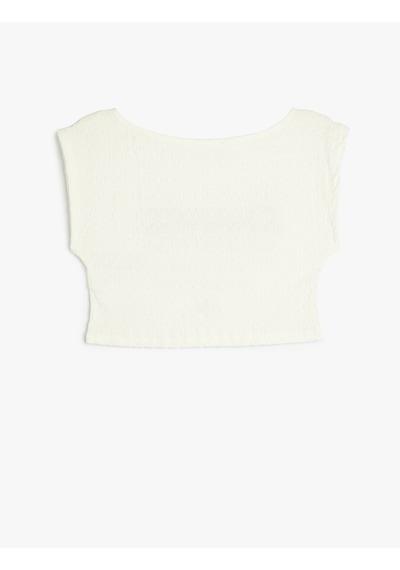 Koton Bürümcük Tişört Slogan Baskılı Kısa Kollu Bisiklet Yaka Slim Fit Ekru 4sal11146ık Ekru