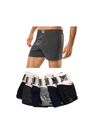 Tutku 6 Lı Paket Erkek Penye Boxer %100 Pamuk Lacivert