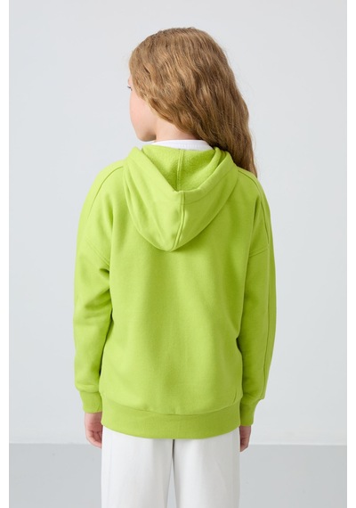 Tommy Life Lime Yeşil Pamuklu İçi Tüylü Yumuşak Dokulu Standart Fit Nakışlı Kız Çocuk Sweatshirt - 75149 Yeşil