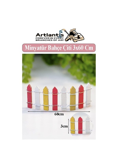 Minyatür Renkli Bahçe Çiti 3x60 Cm 1 Adet Mini Bahçe Çit Teraryum Okul Proje Ev Çit Renkli Ahşap Çit