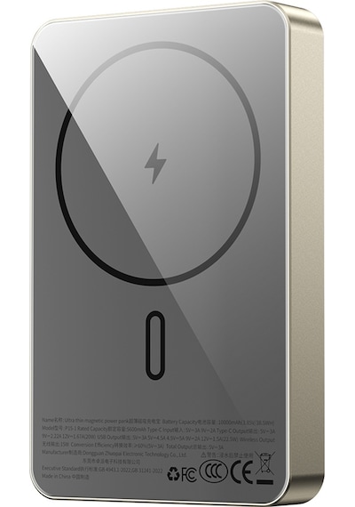 Wiwu P15-1 Led Işık Göstergeli Ultra İnce Pd 20w Kablosuz Powerbank 10000mah 15w Titanyum-gold