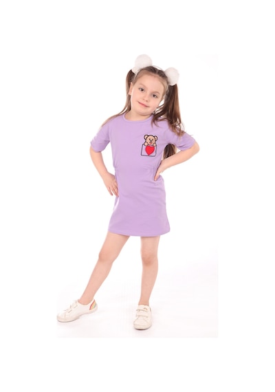 Toontoy Kids Toontoy Kız Bebek Nakışlı Elbise Lila