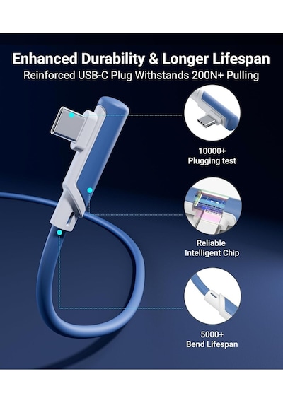 5 M Usb-c Vr Kablo Quest2/quest Pro/pico 4 Uyumlu Yüksek Hızlı Bağlantı Kablosu Mavi