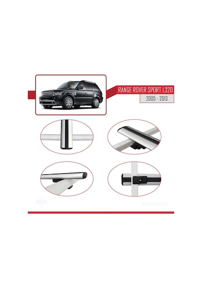 Land Rover Range Rover Sport L320 2005-2013 Arası İle Uyumlu Basic Model Ara Atkı Tavan Barı Gri 3 Adet