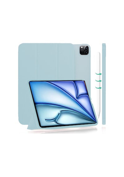 Apple Uyumlu iPad  Air 13" M3 2025 / M2 2024 Kılıf Kapaklı Smart Standlı Uyku Modlu Akıllı Case Yeşil