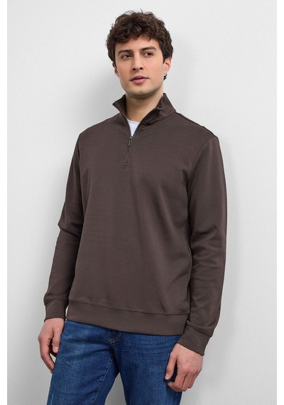 Backandbond Kahve Regular Fit Yarım Fermuarlı Sweatshirt
