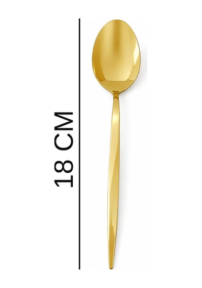 6'lı Gold Paslanmaz Çelik Tatlı Kaşığı Parlak Altın Renk Modern Küçük Kaşık Altın