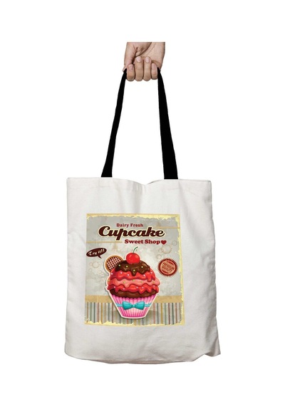 Art Hediye Siyah Kulplu Dairy Fresh Cupcake Sweet Shop Yıkanabilir Okul Omuz Çanta Çok Renkli