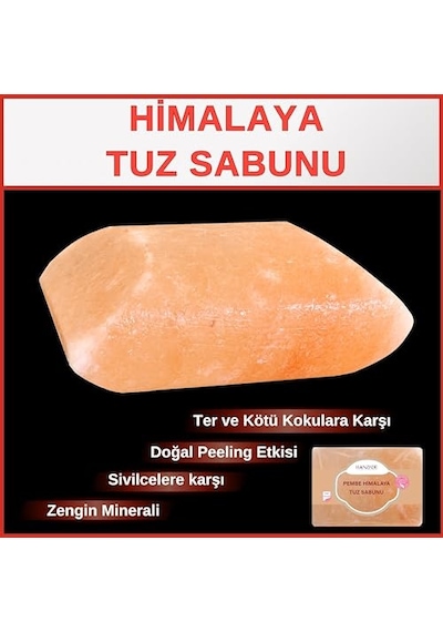 Hanzade Bitkisel Himalaya Tuz Sabunu 300-350 Gr Zengin Mineralli Doğal Saf Pembe Himalaya Kaya Tuzu Sabunu Doğal Peeling Acı Badem