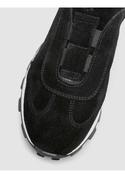 Hakiki Süet Deri Siyah Kürk Astarlı Kışlık Kadın Sneaker Siyah