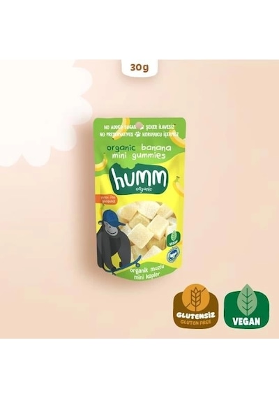 Mey İthalat Humm Organik Muzlu Glutensiz Vegan Mini Küpler 30 Gr