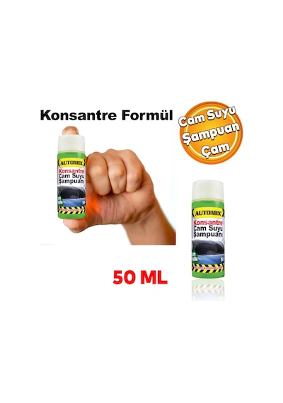 Badem10 Automix Araba Araç Otomobil Oto Silecek Temizleme Konsantre Cam Suyu Şampuanı Çam Kokulu 50 Ml