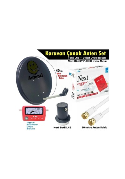 Antenci 40cm Karavan Çanak Anten Seti +next Hd Uydu Alıcısı +mag Dijital Uydu Bulucu
