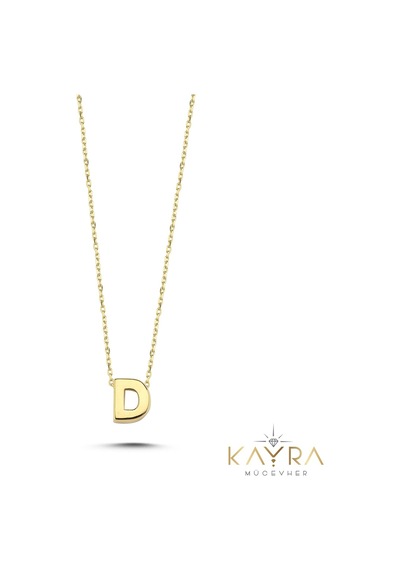 Kayra Mücevher Sade D Harfi Altın Kolye Bm112