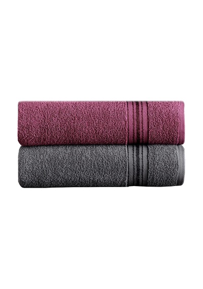 Molly Çift Renk Banyo Havlusu, 4'lü Paket 2 Parça 70x135 ,2 Parça 50x85 Yumuşak Ve Emici, Kaliteli Günlük Kullanıma Uygun %100 Pamuk Havlu Mürdüm-gri Gri-mürdüm
