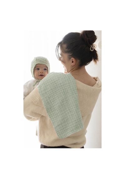Zeypba 4 Katlı Müslin 4'lü Bebek Omuz Örtüsü 25x50cm Bebek Ağız Mendili %100 Pamuk Yeşil