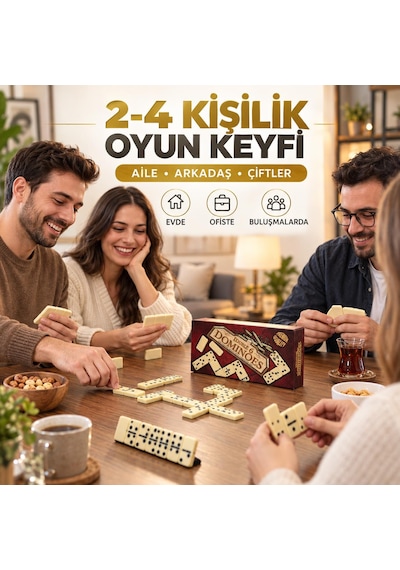 28 Taşlı Lüks Domino Seti Çift 6 Kutulu Klasik Aile Strateji Zeka Oyunu 2-4 Oyuncu Yetişkin Ve Çocuk
