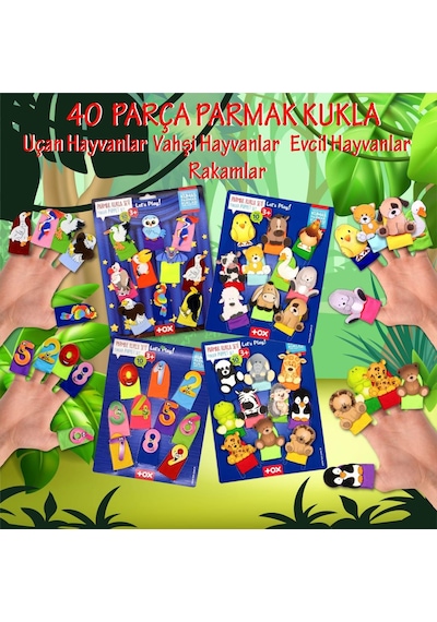 4 Set - 40 Parça Tox Rakamlar. Uçan. Evcil ve Vahşi Hayvanlar Par
