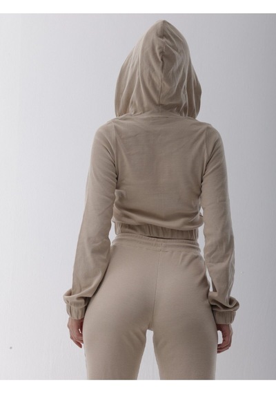 Kaşkorse Bej Fitilli Fermuarlı Sweatshirt Bej