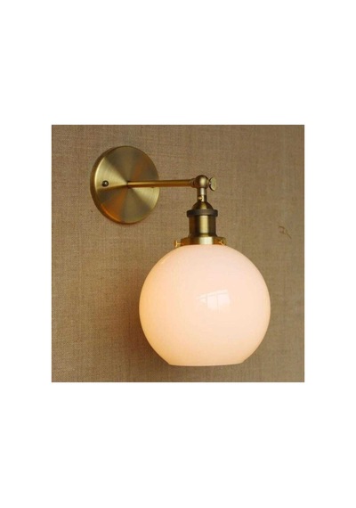 Rustik Vintage Eskitme Opal Camlı Aplik Duvar Lambası Okuma Lambası Siyah