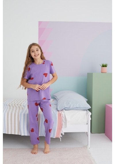Siyah İnci Pamuklu Örme Pijama Takım 24117031 Çok Renkli