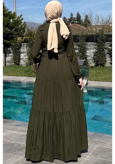 Rabia Şamlı Jale Elbise Haki Normal