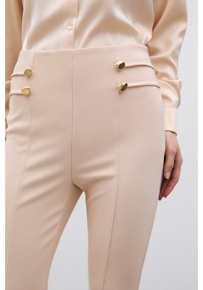 Sateen İspanyol Paça Pantolon - Bej-135533 Bej