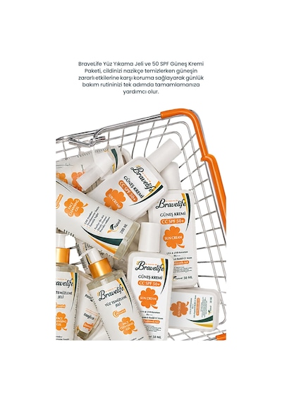 Bravelife C Vitamini Yüz Temizleme Jeli Ve Spf 50+ Güneş Koruyucu 2 Li Cilt Bakım Seti