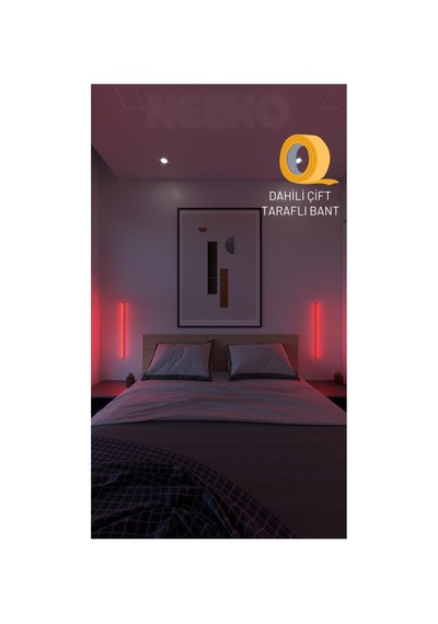 2 Adet Mini Duvar Aplik Uzaktan Kumandalı Rgb Led 16 Renk