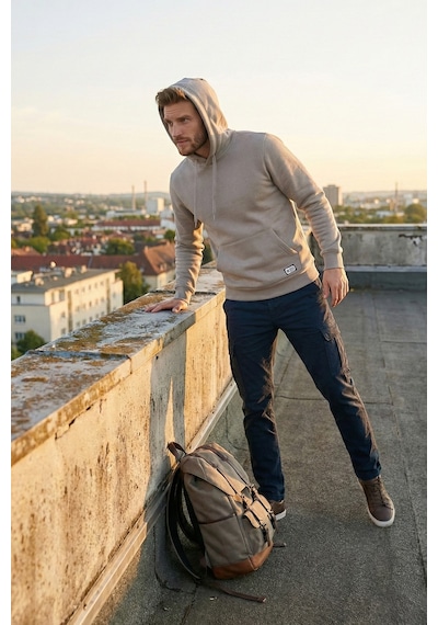 Buratti Regular Fit Kapüşonlu Kanguru Cepli Içi Tüylü Yumuşak Şardonlu Erkek Sweat 5905281 Kül