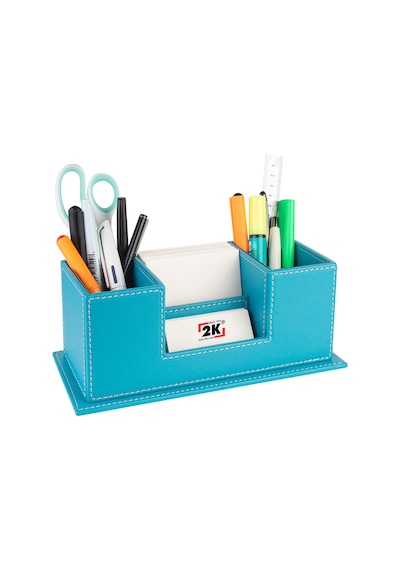 Masaüstü Deri Organizer Kalemlik 4 Gözlü Desktop Organizer Rainbow Vegan 10x12x25 Cm. Turkuaz Turkuaz