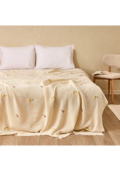 Soft Sorbetto Çift Kişilik Pike - Ekru / Renkli - 220x240 Cm Çok Renkli