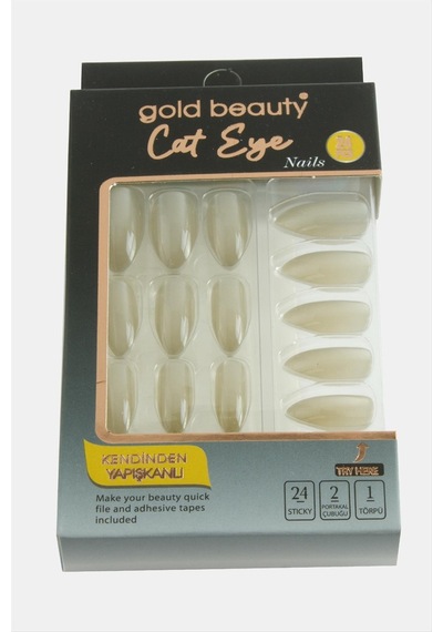 Hnrlıshp Gold 24lü Kedi Gözü Takma Tırnak-krem