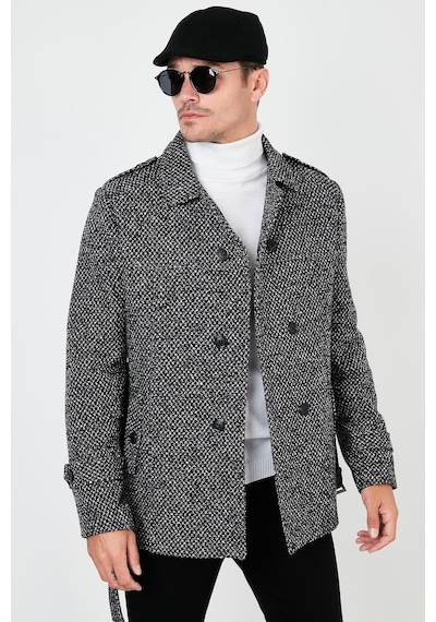 Buratti Slim Fit Cepli Pamuklu Kaşe Erkek Kaban 5841015 Siyah Noktalı