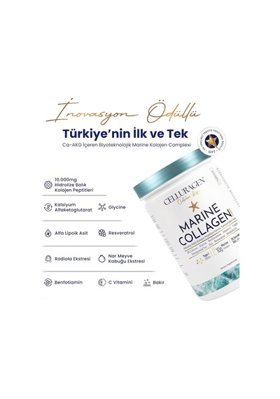 Balık Kolajen Peptitleri Ve Ca-akg İçeren Complex 10.000 Mg Marine Collagen Takviye Tip 1 Aromasız 30 Günlük