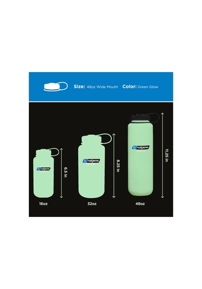 Nalgene Sustain Tritan Su Şişesi, Bpa İçermeyen Malzeme,%50 Plastik Atıklardan Üretilmiştir Iscc Sertifikalı Kütle Dengesi , 1,4 L, Geniş Ağız, Yeşil Yanar 0