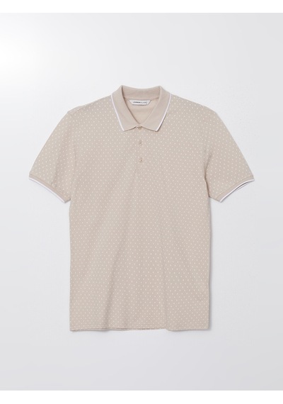 Lcwaıkıkı Classic Bej Polo Yaka Kısa Kollu Desenli Pike Erkek Tişört