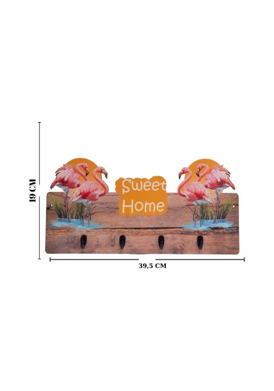 Deepcraft Çocuk Odası Duvar Askılığı 4 Askılı Montessori Doğal Ahşap Uv Baskılı Sweethome Kahve