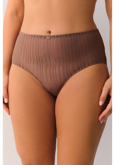 Suwen Stripe Basic Yüksek Bel Slip Külot Sw4030100 Vizon