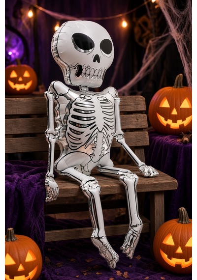 Halloween Folyo Balon İskelet 158x86 Cm Cadılar Bayramı Parti Süsü Büyük Boy Dekorasyon Balonu Çok Renkli