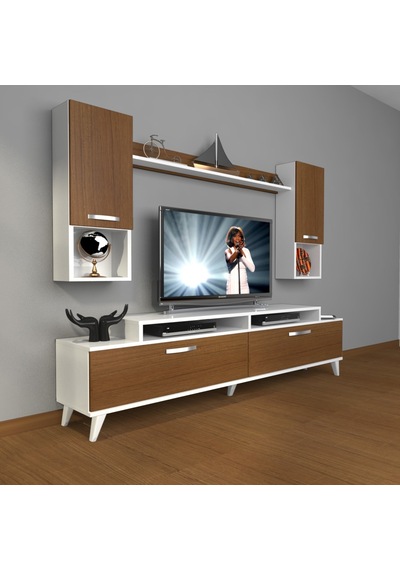 Decoraktiv Ekoflex 5da Slm Retro Tv Ünitesi Tv Sehpası Beyaz - Ceviz