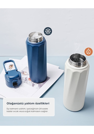 Waterh Boost Akıllı Termos Hidrasyon Takibi Yapan, Yalıtımlı 0,71l / 24oz Akıllı Şişe Koyu Mavi