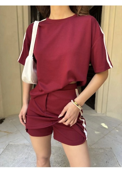 Moderie Butik Osy Modal Yumuşak Dokulu Kumaş Parçalı Bisiklet Yaka T-shirt Mini Şortlu Etek İkili Takım -bordo Bordo Moderie Butik Osy Modal Yumuşak Dokulu Kumaş Parçalı Bisiklet Yaka T-shirt Mini Şortlu Etek İkili Takım -bordo Bordo