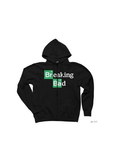 Breaking Bad Siyah Fermuarlı Kapşonlu Sweatshirt Siyah