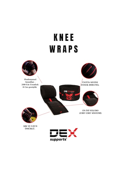 Dex Supports Diz Bandajı Knee Wraps Dizlik 2 Adet