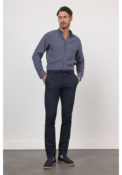İmza Lacivert Yan Cep Keten Slim Fit Keten Karışımlı Jogger Pantolon 1003260169