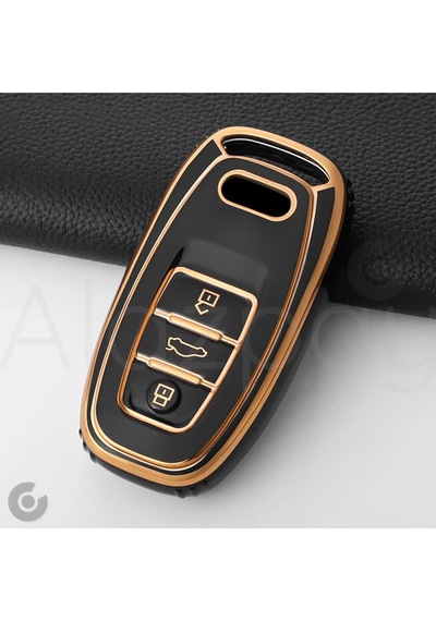 Audi A1 A3 A4 A5 A6 A7 A8 Q3 Q5 Q7 S4 S5 S6 S7 S8 R8 Tt Gold Kenar Tpu Anahtar Kılıfı Siyah Gold