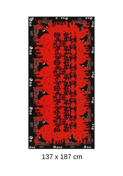 Halloween Cadılar Bayramı Kırmızı Siyah Masa Örtüsü 137 X 187 Cm Tüm Yaşlar